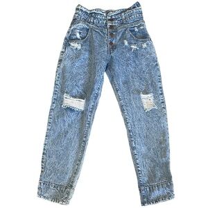 ZOI Acid Wash Mom‎ Mid High Rise Denim Jeans Baggy Tapered size 1 90’s Y2K VTG